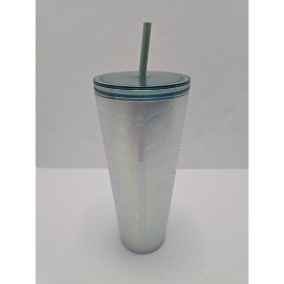 Starbucks 2021 Iridescent Mermaid Tail Tumbler Frosted Cup With Lid Straw 24 Oz - Picture 1 of 6